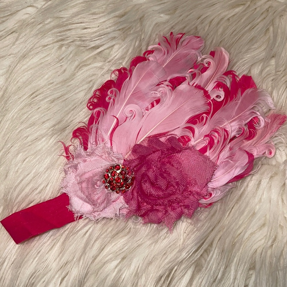 Pink Feather Headband